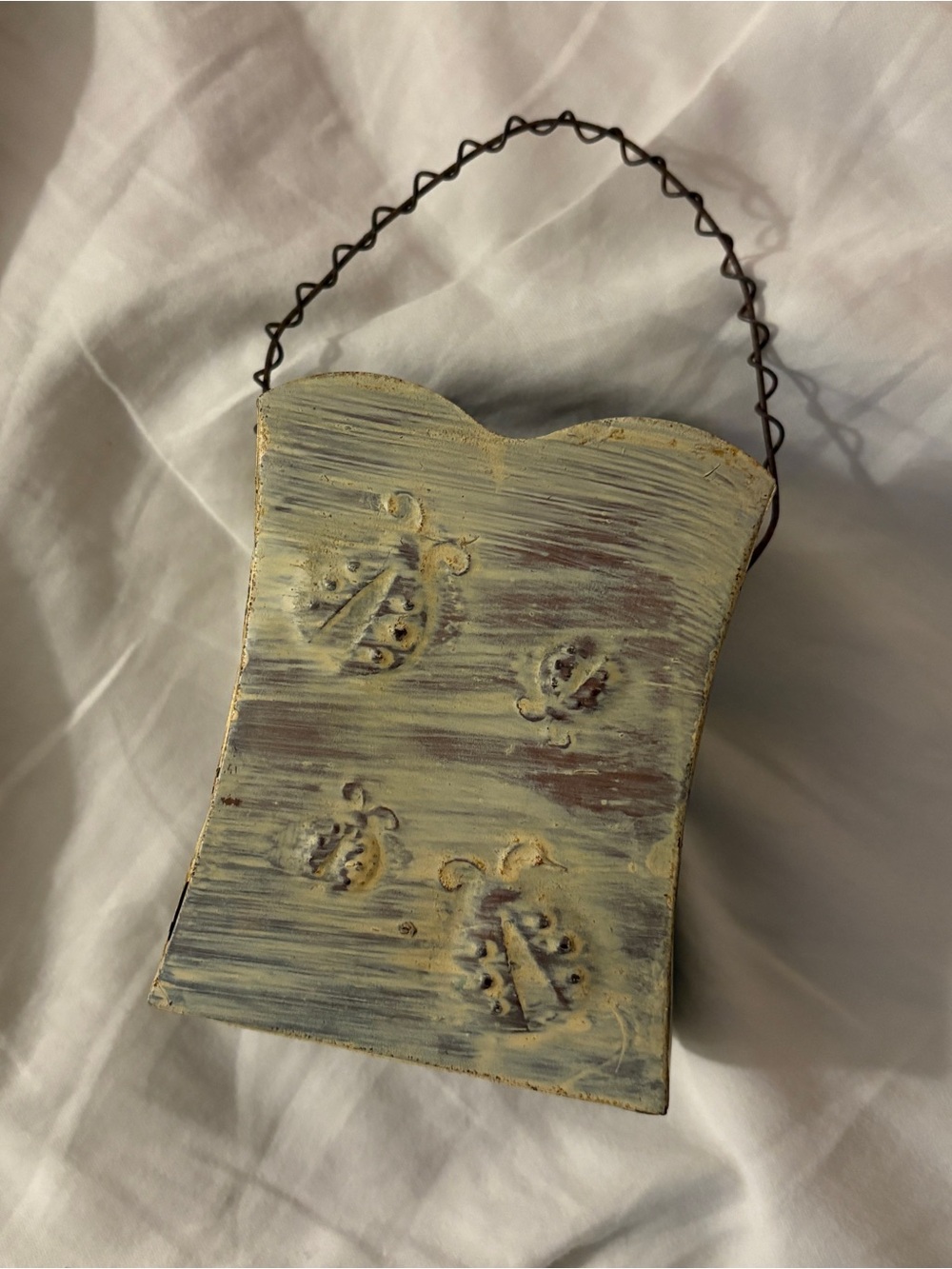 Vintage Rustic Wood Ladybug Hanging Wall Pocket Farmhouse Decor